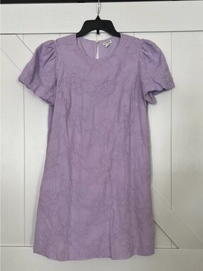 J.Crew Lavender Floral Puff Sleeve Shift Dress Size 10